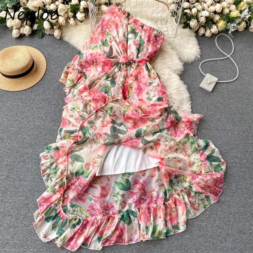 Floral High Waist One Shoulder Dress - Picture 3 of 4
